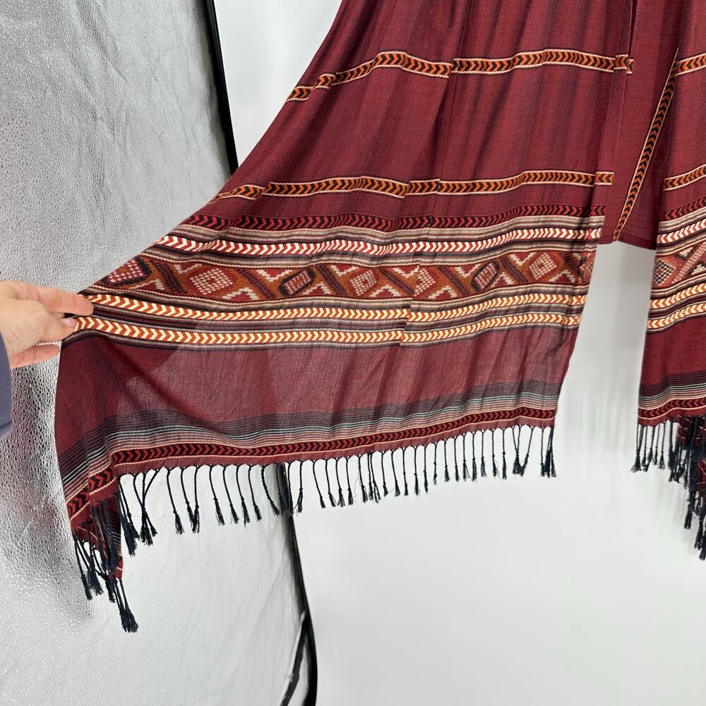 Soft Surroundings Womens Duster Cardigan Size S Long Sleeve Aztec Clay Red Boho - Picture 5 of 8